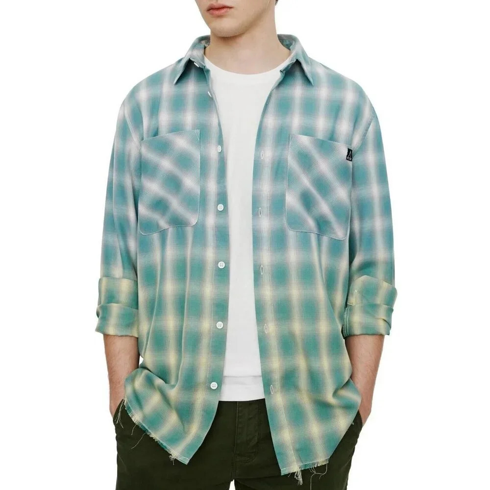 ELEVENPARIS Men's Long Sleeve Shirt In Wild Lime Dip Dye‎ Size M $125